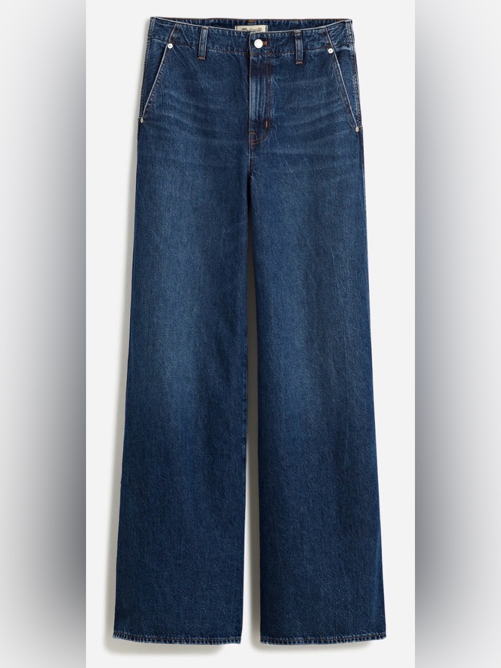 Madewell Wide Sweep Denim Trousers in Poplaski Wash NWT